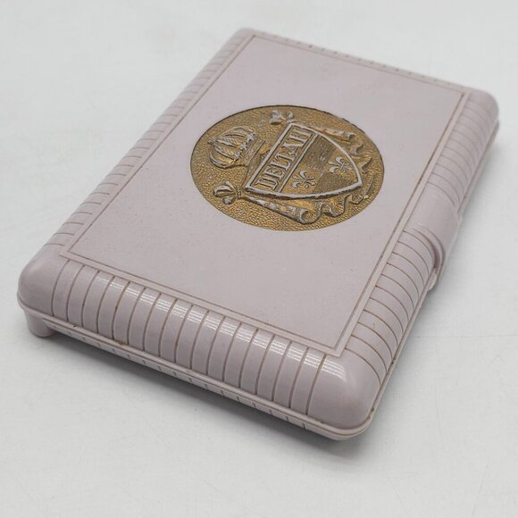 Vintage Deltah Necklace Case With Gold Crest Design BOX ONLY - Picture 2 of 6